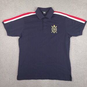 Stall And Dean Polo Shirt Mens XL Blue Short Sleeve Embroidered Cotton